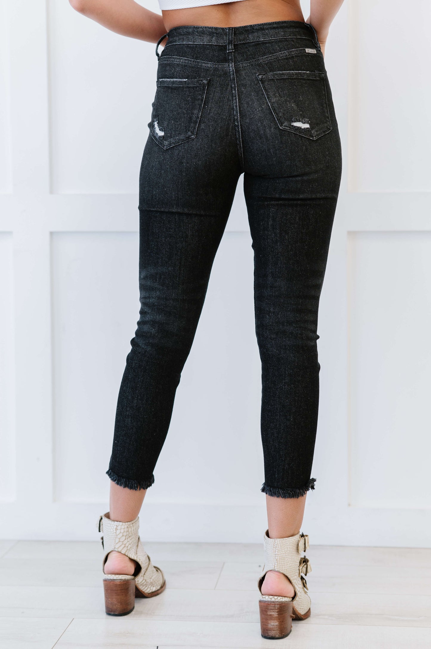 Kancan High Rise Raw Hem Cropped Jeans