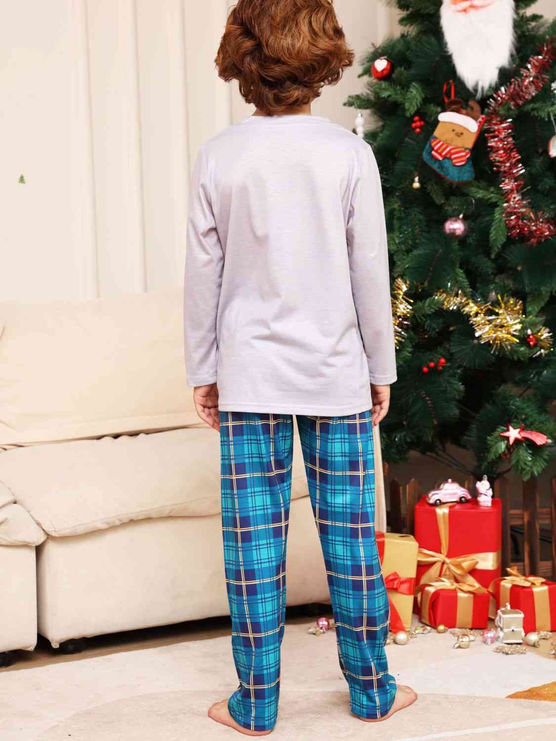 Matching Kids 2T-14 Gray/Blue Rudolph Pajamas Set