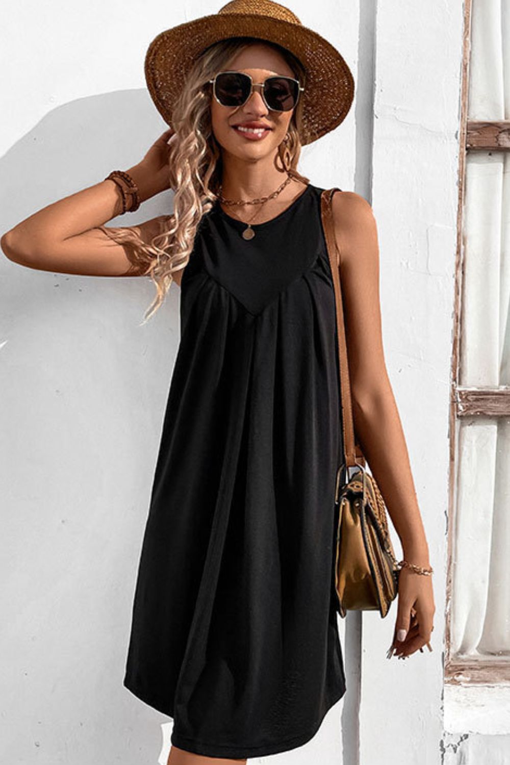 Round Neck Sleeveless Mini Dress (4 Variants)