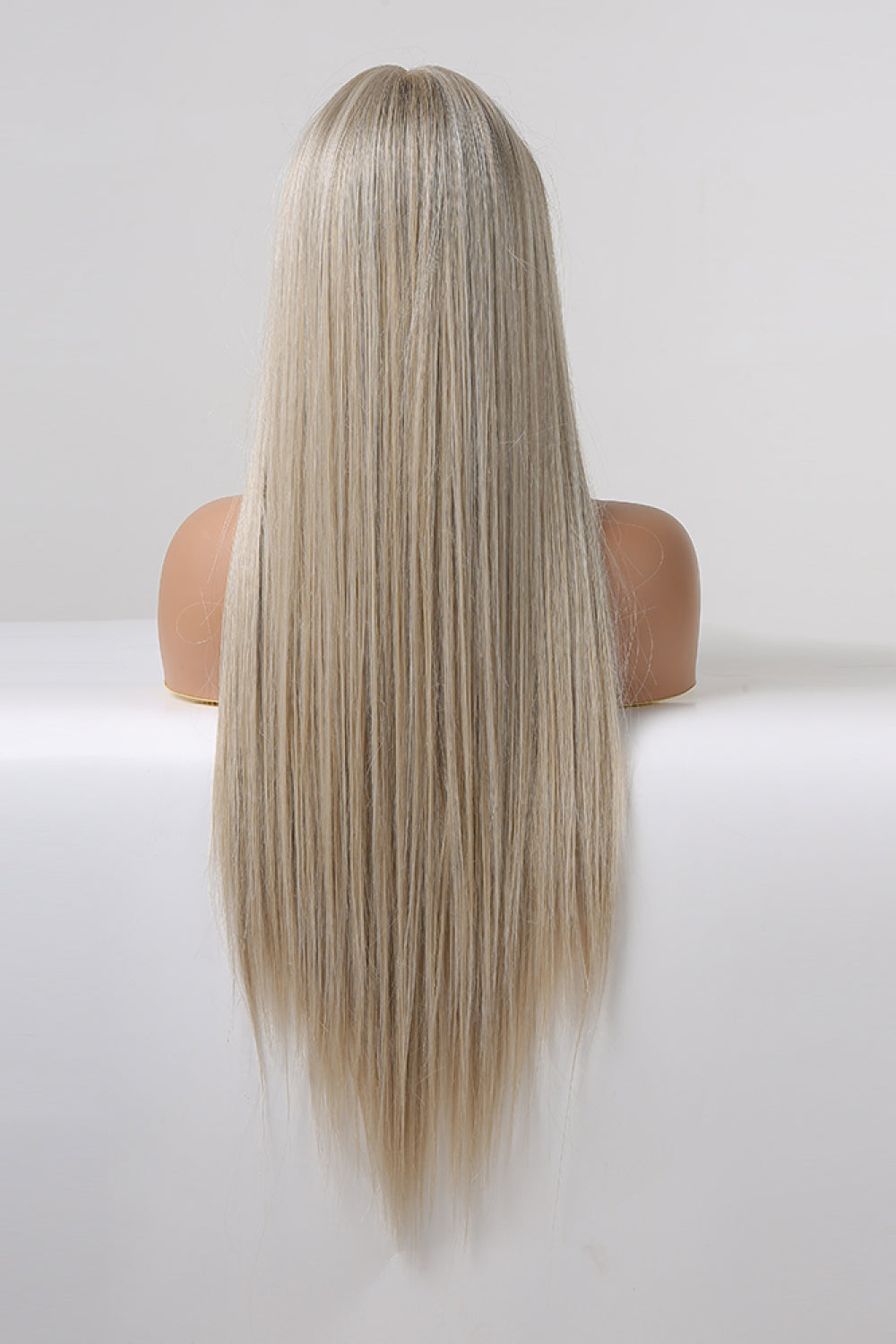 27" Long Straight Ash Blonde Lace Front Synthetic Wig