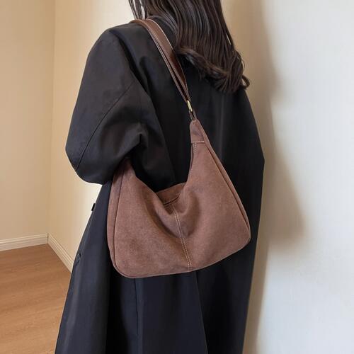 Chocolate Suede Shoulder Bag