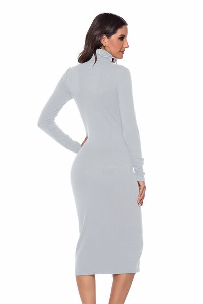 Ribbed Turtleneck Long Sleeve Dress (5 Variants)