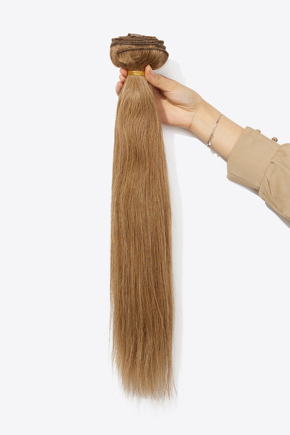 18'' Straight Light Brown/Blonde Clip-in Human Hair Extensions