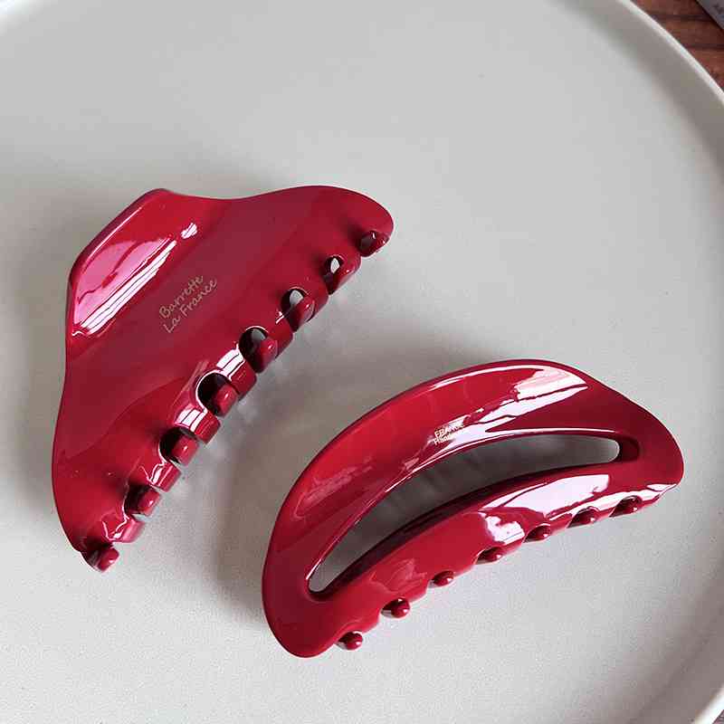 Red Open / Closed Acetate Hair Claw Clip