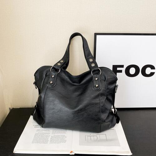 'Plenty of Room' PU Leather Shoulder Bag