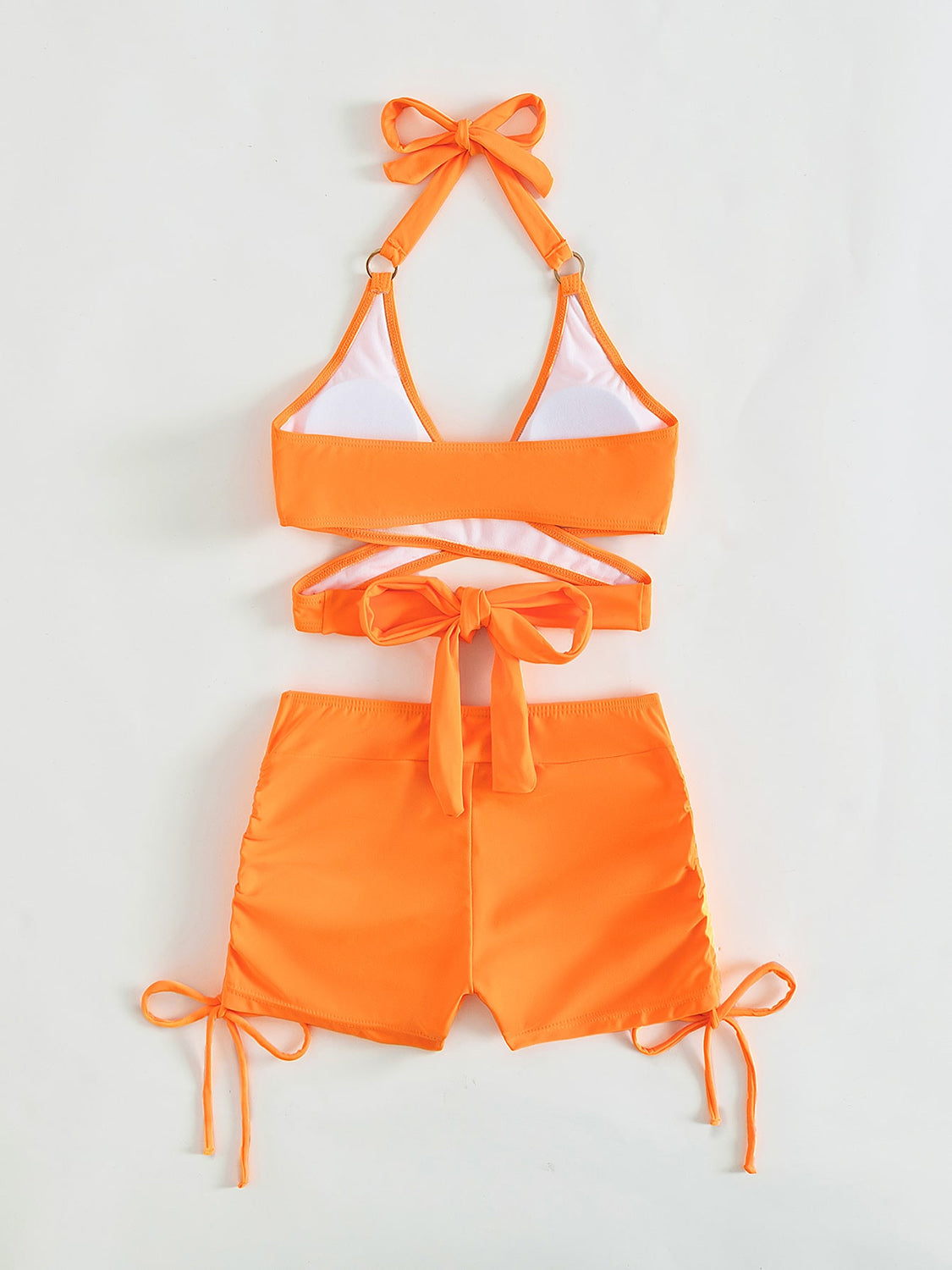 Crisscross Tied Top and Drawstring Shorts Swim Set (4 Variants)