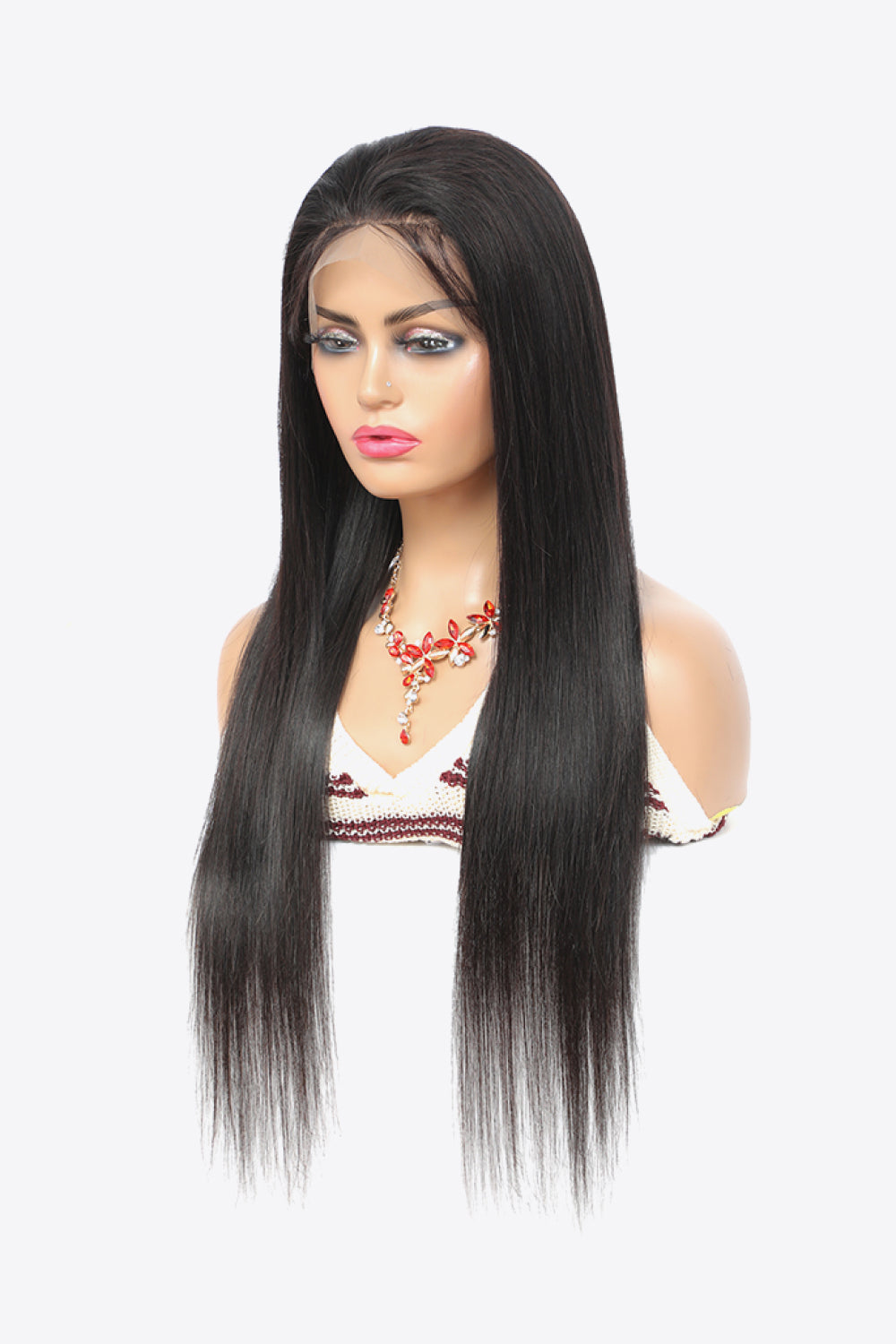 18" Natural Black Lace Front Virgin Hair Wig