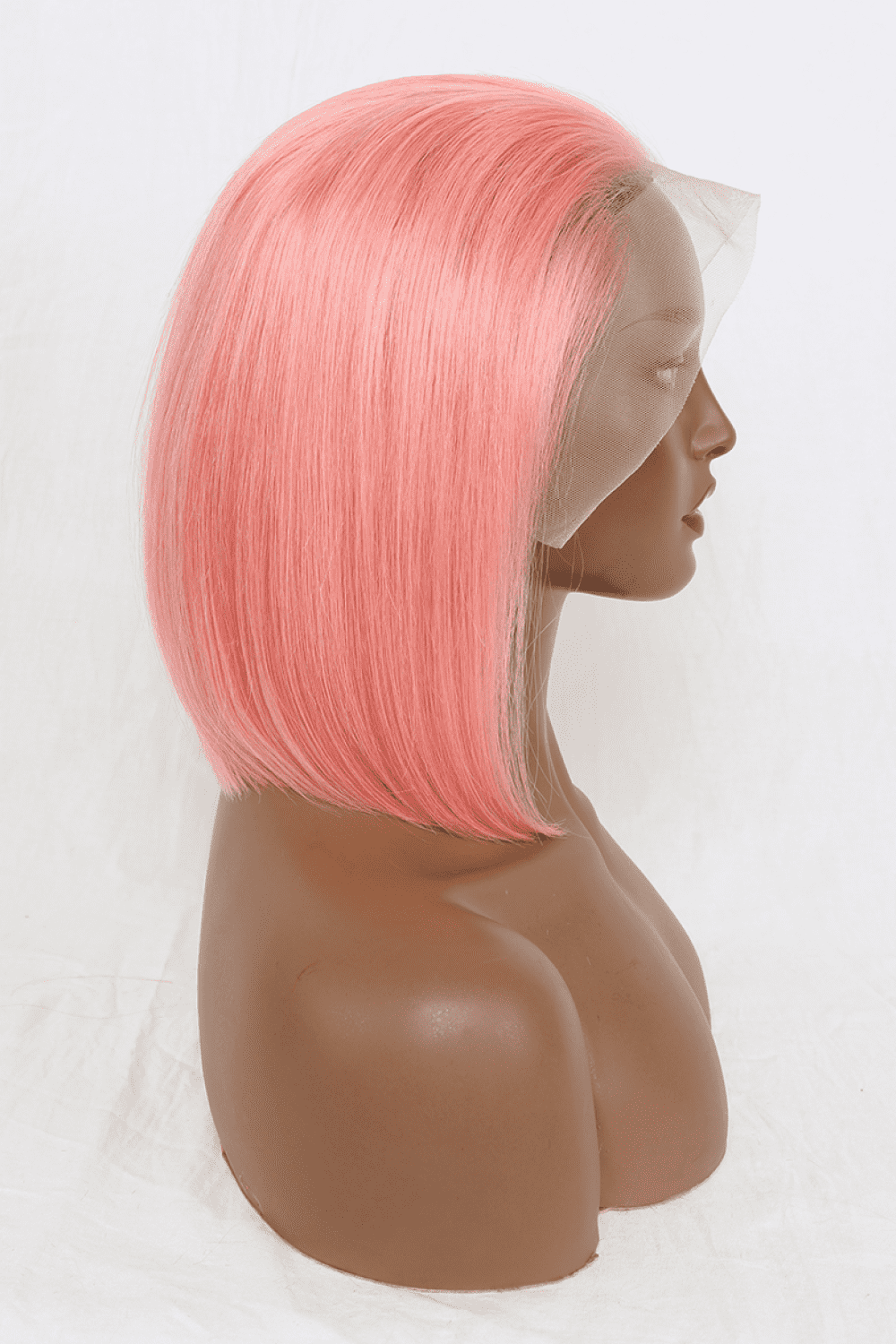 12" Rose Pink Lace Front Human Hair Wig