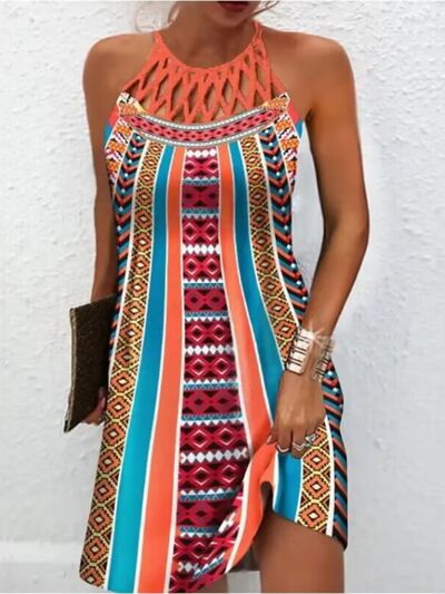 Printed Grecian Neck Mini Dress (9 Variants)