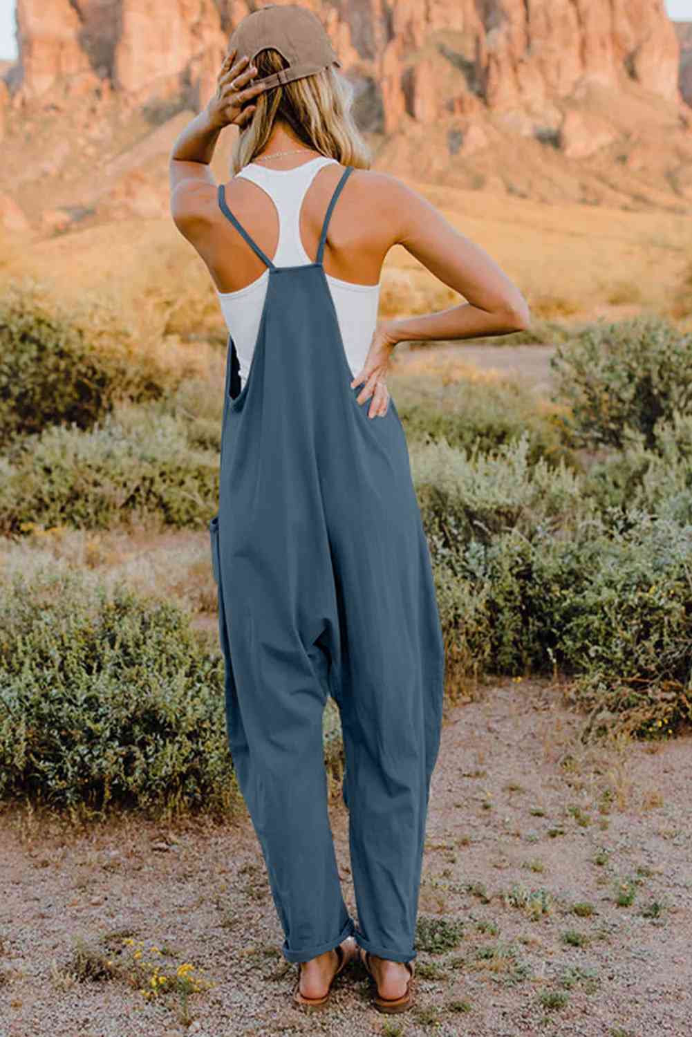 Double Take  V-Neck Sleeveless Jumpsuit with Pocket (6 Variants)