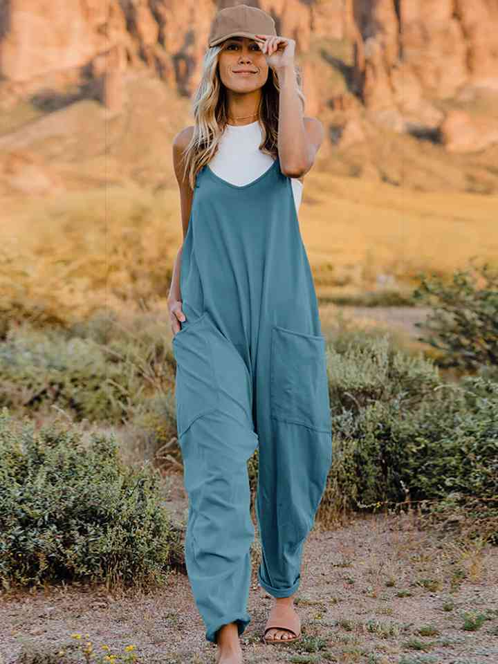 Double Take  V-Neck Sleeveless Jumpsuit with Pocket (6 Variants)