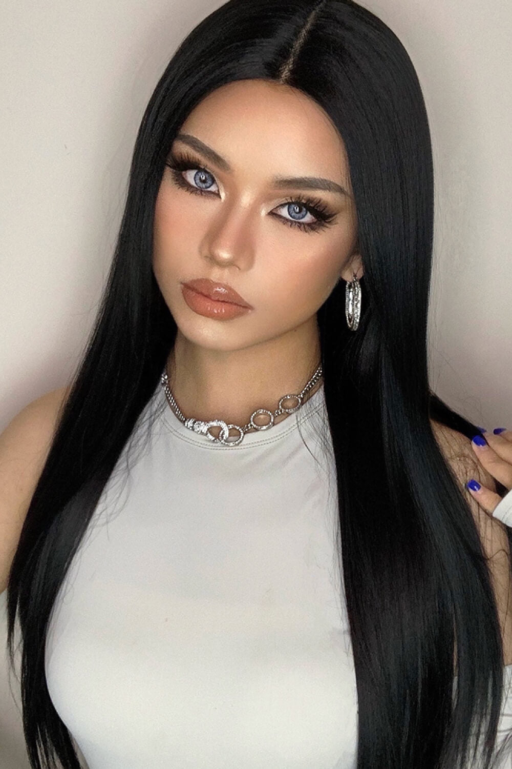 26" Long Lace Front Straight Synthetic Wigs