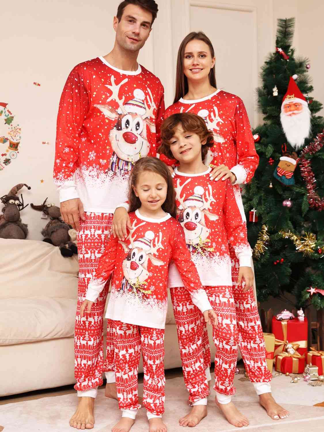 Matching Baby's 3-18 Months Rudolph/Bow Pajama Set