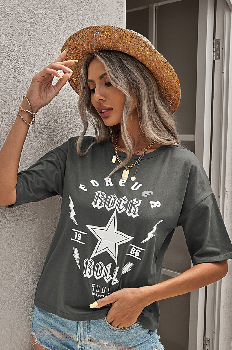 Forever Rock And Roll Graphic Crop Top