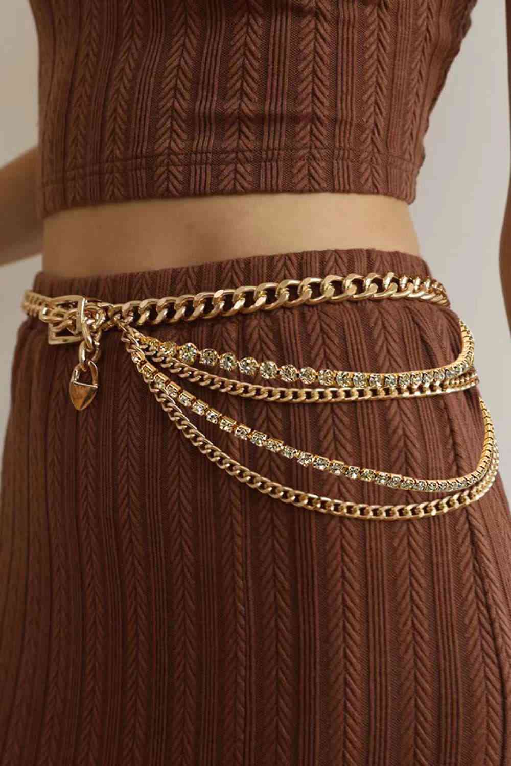 Rhinestones & Gold Chain Belt