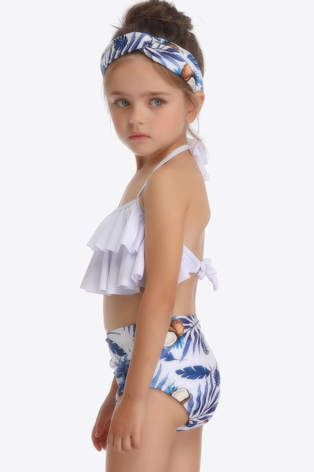 Girls Printed Layered Halter Neck Two-Piece Swim Set