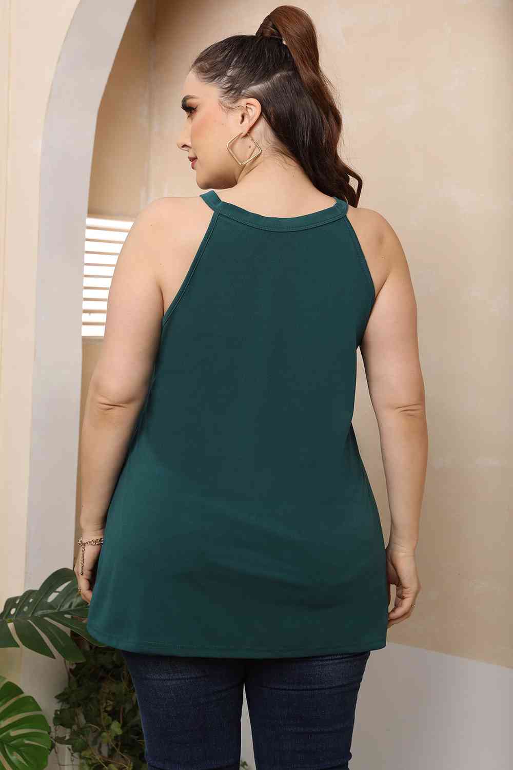 Plus Size Halter Neck Cutout Sleeveless Top (4 Variants)