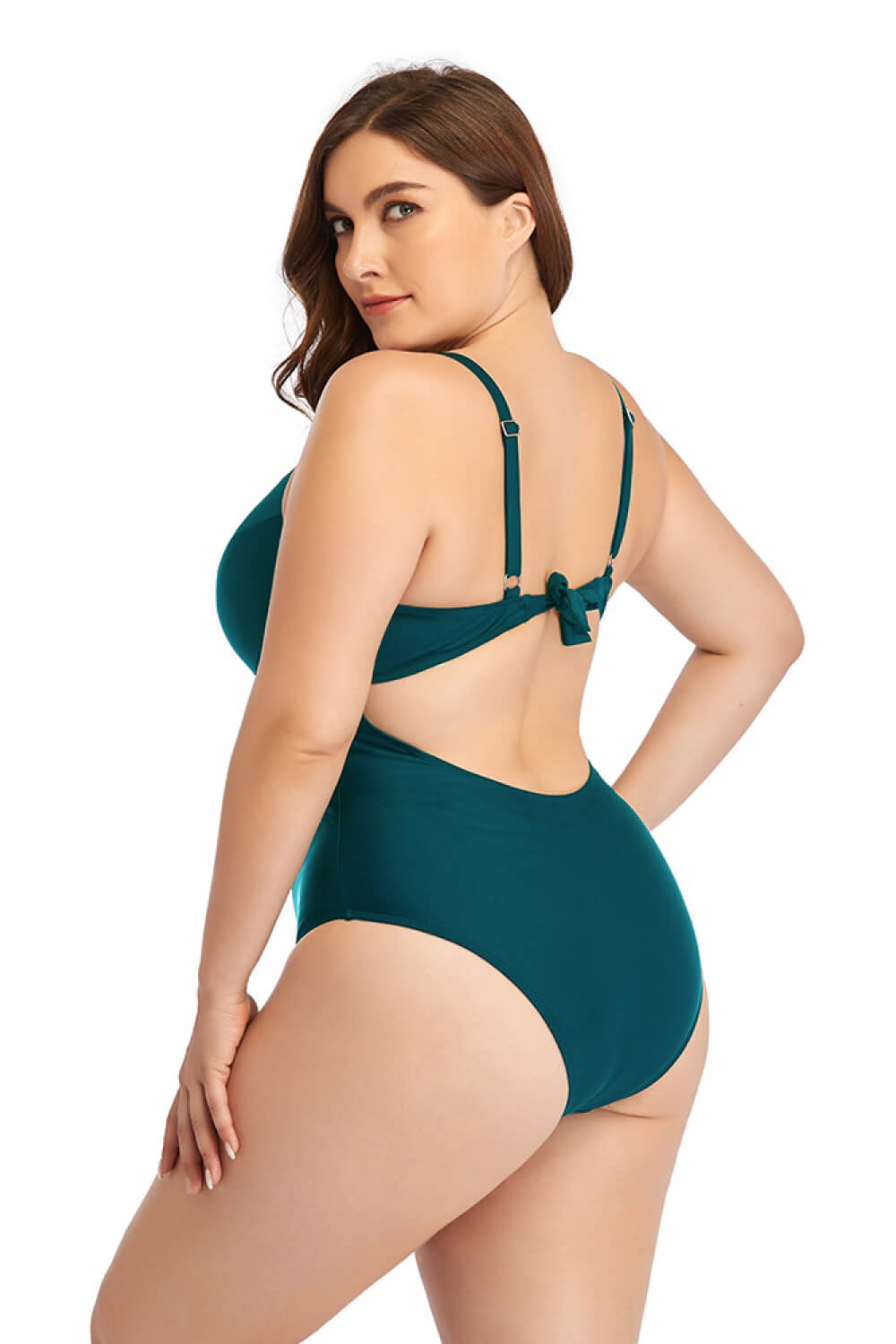 Plus Size Spliced Mesh Tie-Back One-Piece Swimsuit (6 Variants)