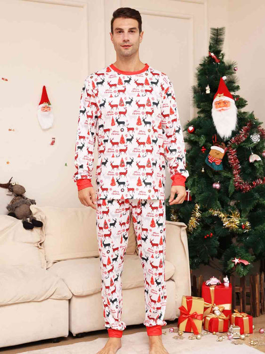 Matching Men's Reindeer Print Pajama Set