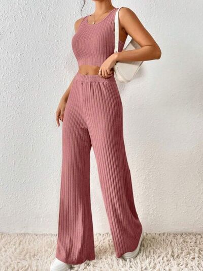 Ribbed Tank & Pants Lounge Set (4 Variants)