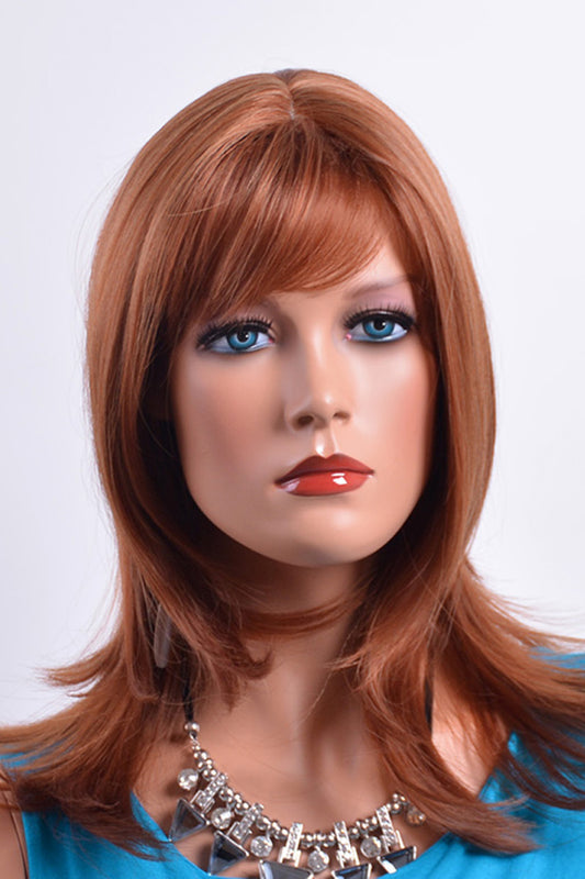 14'' Red Mid-Length Synthetic Flip Wig With Bangs