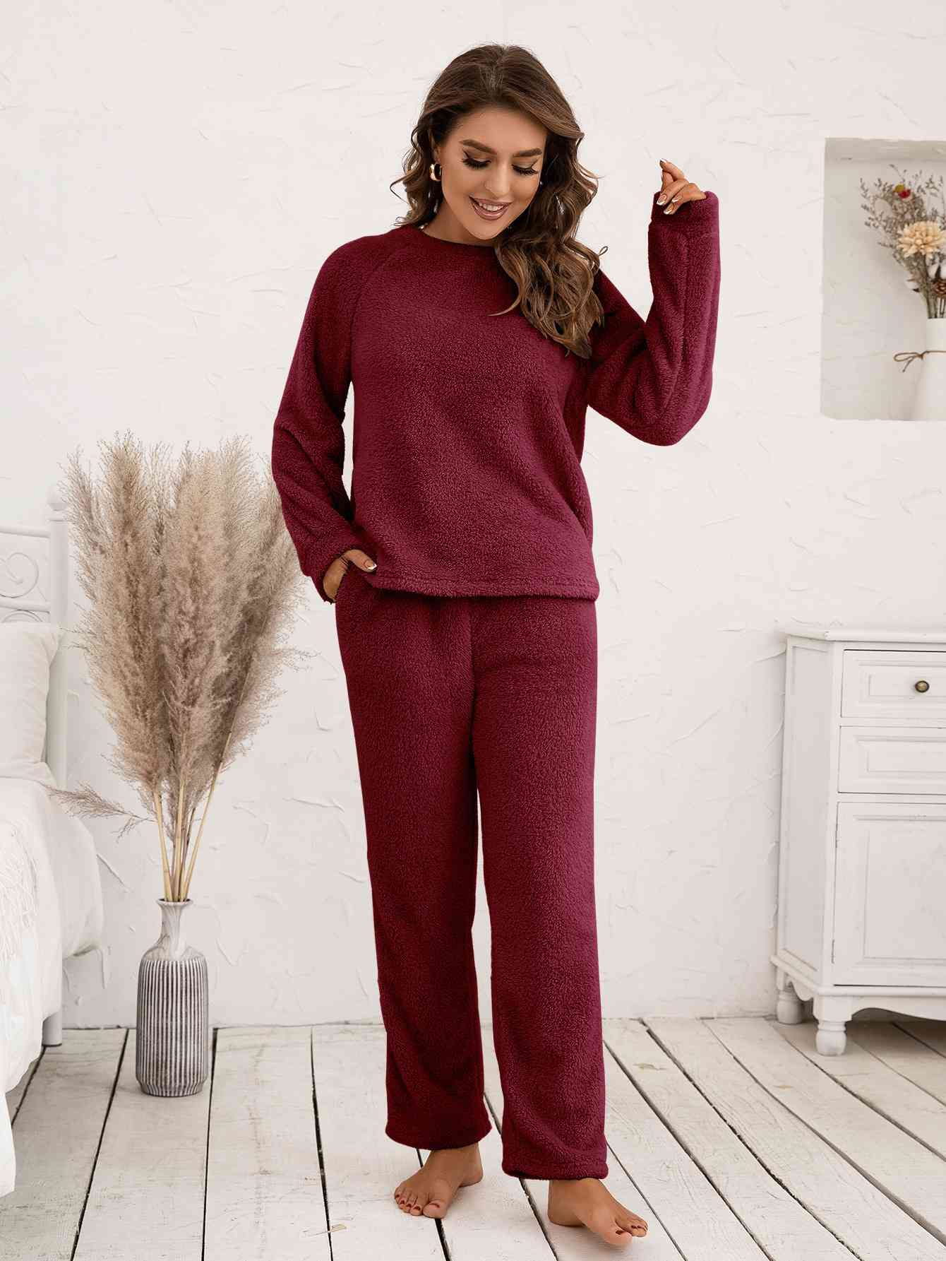 Teddy Long Sleeve Top & Pants Lounge Set (9 Variants)