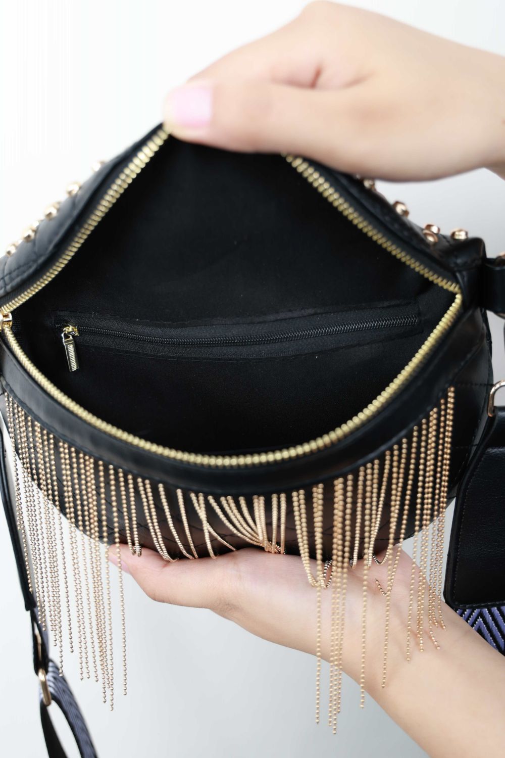 Studded Sling Bag with Fringes (3 Variants)