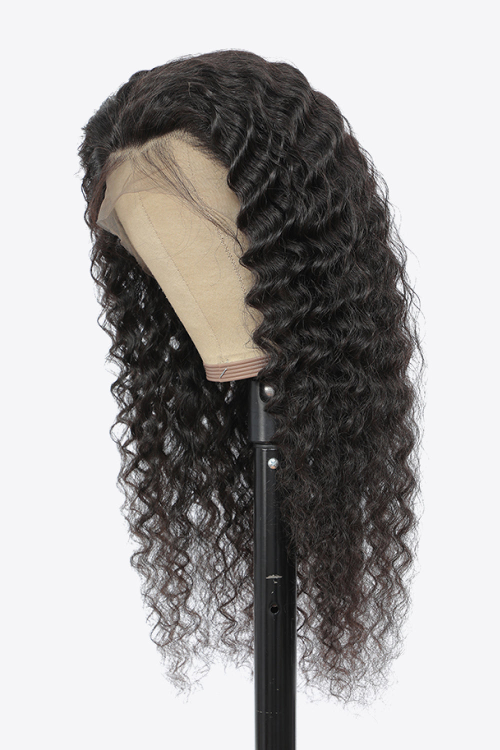 20” Natural Black Lace Front Curly Human Hair Wig