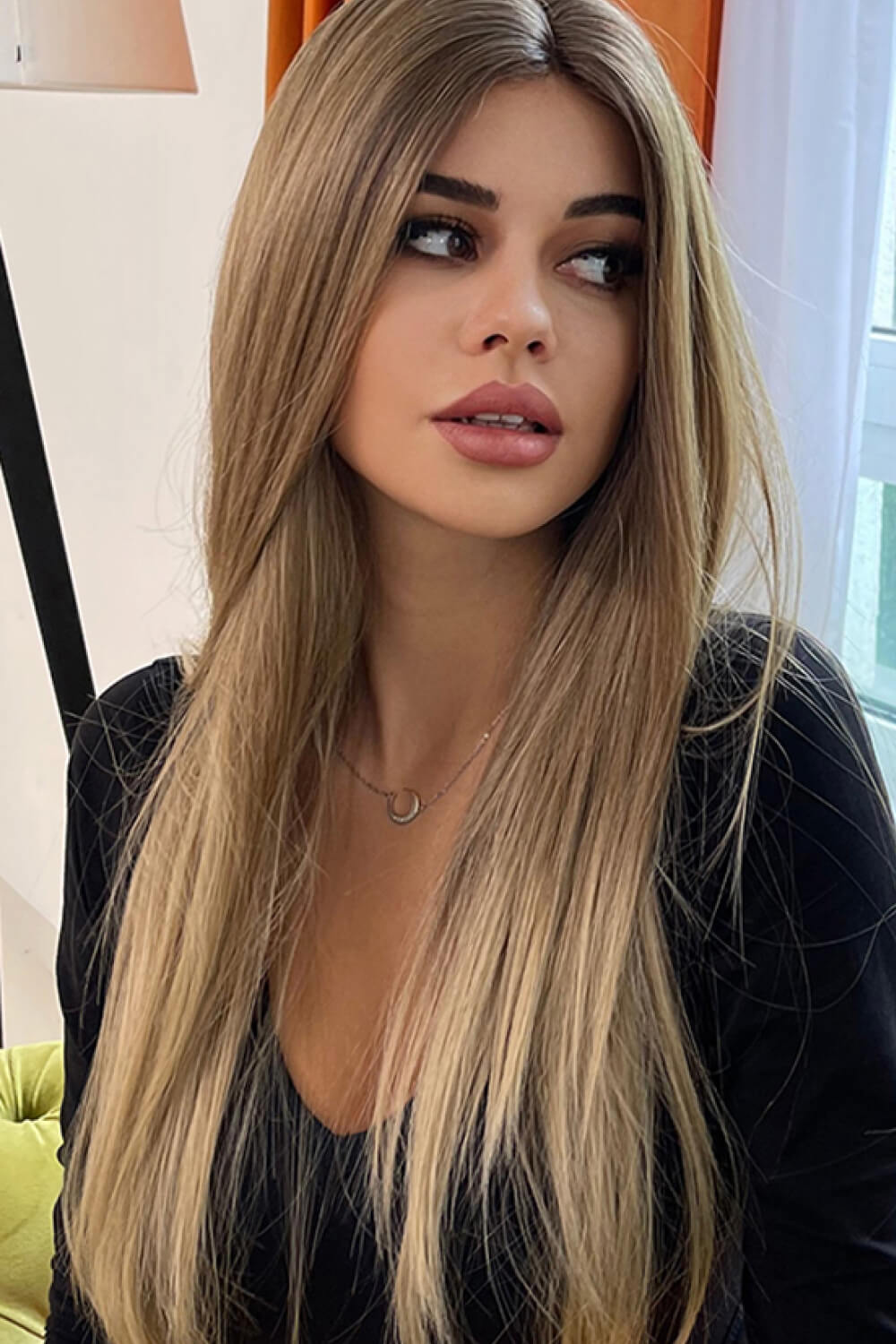 26'' Long Straight Light Brown/Sandy Blonde Lace Front Synthetic Wig