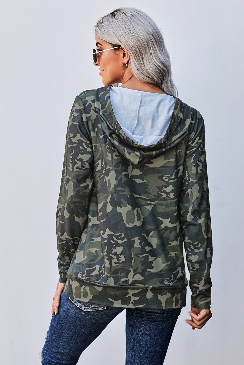 Camouflage Long Sleeve Kangaroo Pocket Hoodie