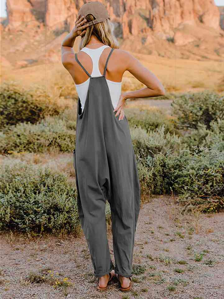 Double Take Full Size Sleeveless V-Neck Pocketed Jumpsuit (4 Variants)