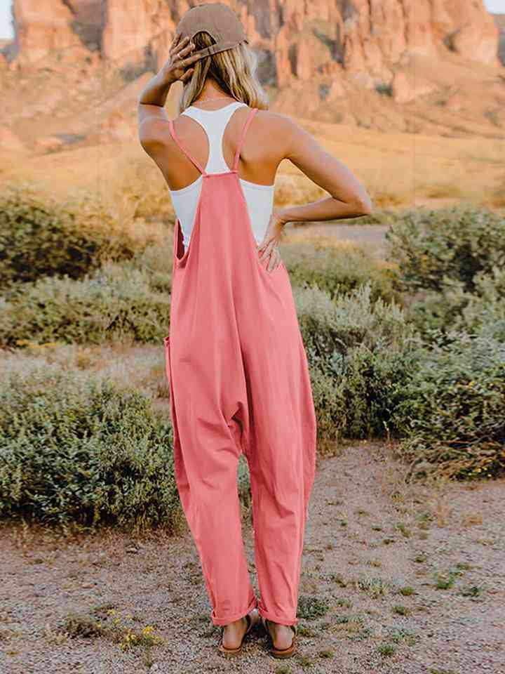 Double Take Full Size Sleeveless V-Neck Pocketed Jumpsuit (2 Variants)