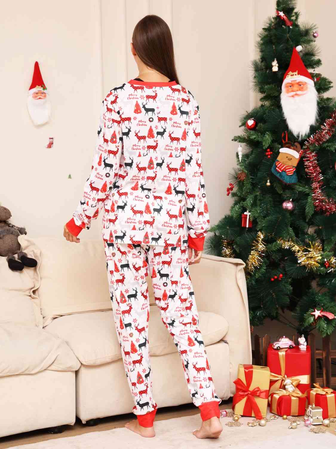 Matching Women's Reindeer Print Pajama Set