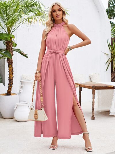 Flowy Ruched Belted Waist Jumpsuit (3 Variants)