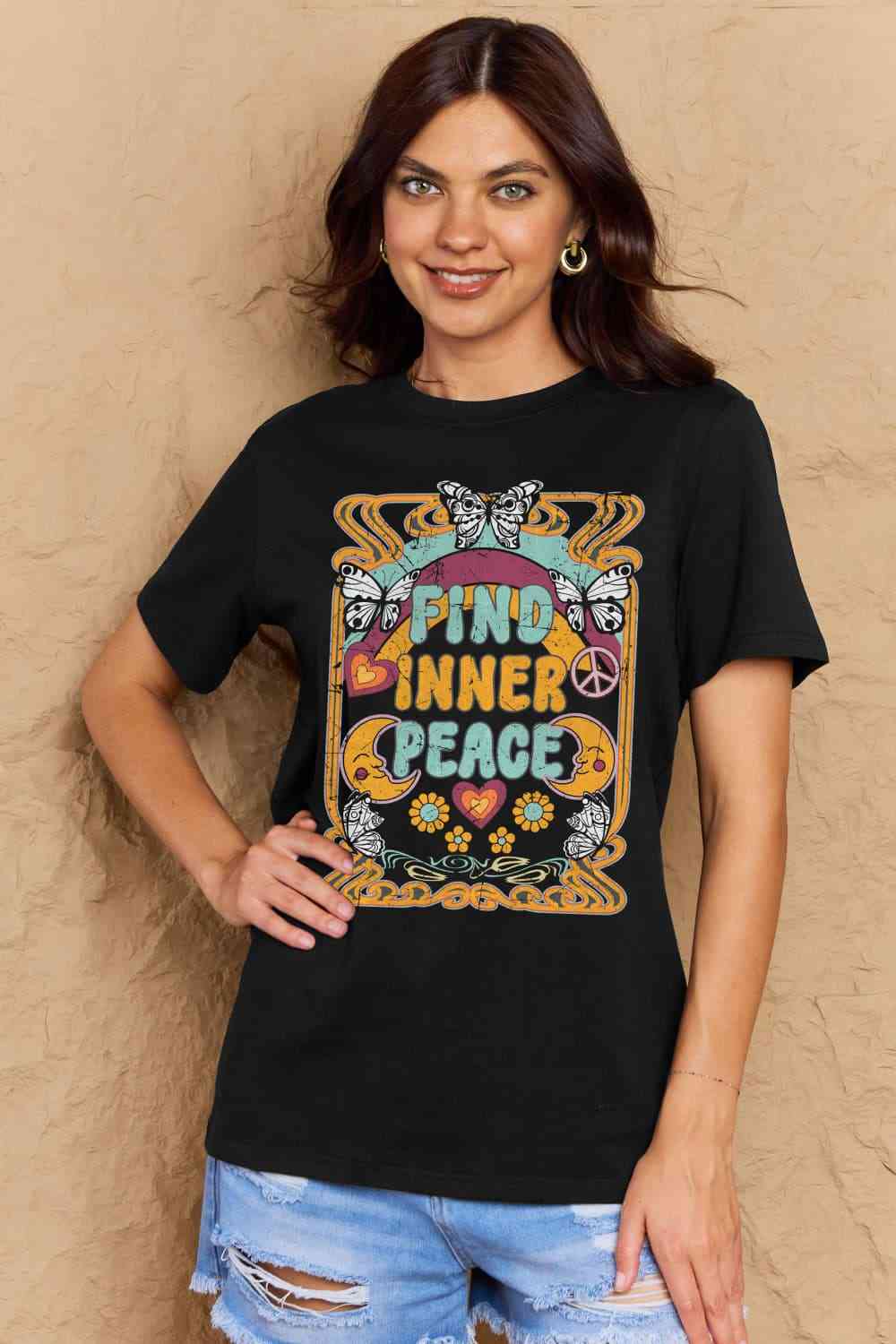 Simply Love Full Size FIND INNER PEACE Graphic Cotton T-Shirt