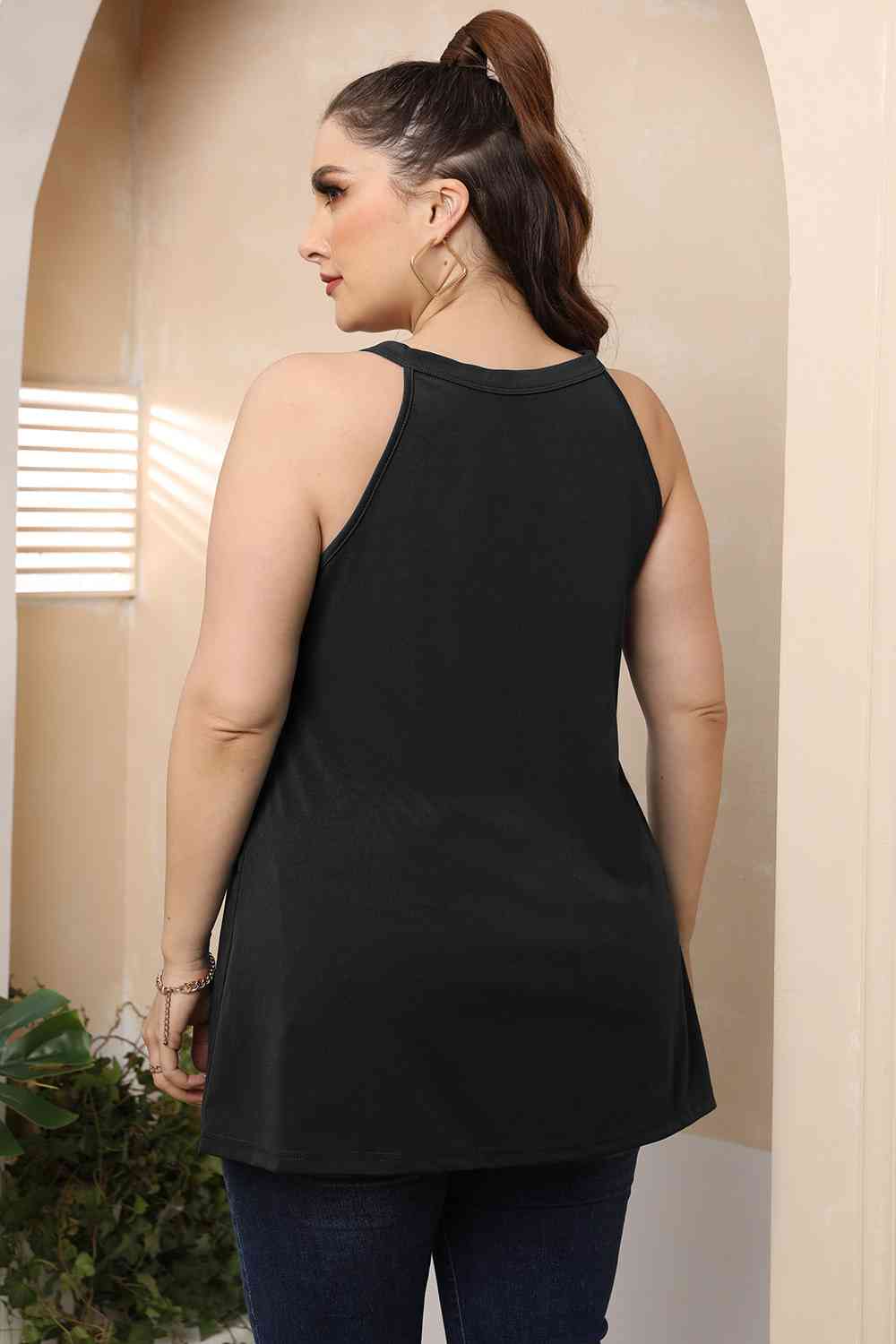 Plus Size Halter Neck Cutout Sleeveless Top (4 Variants)