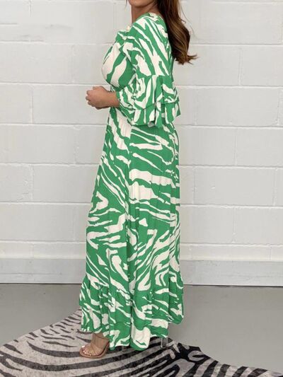 Smocked Printed Flounce Sleeve Maxi Dress (3 Variants)