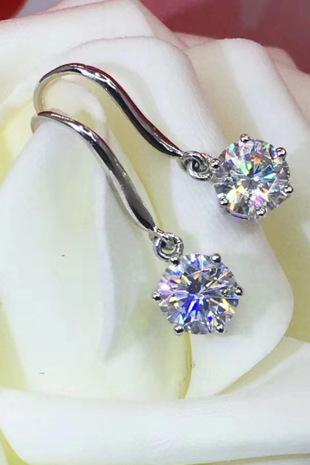 2 Carat Moissanite 6-Prong Drop Earrings