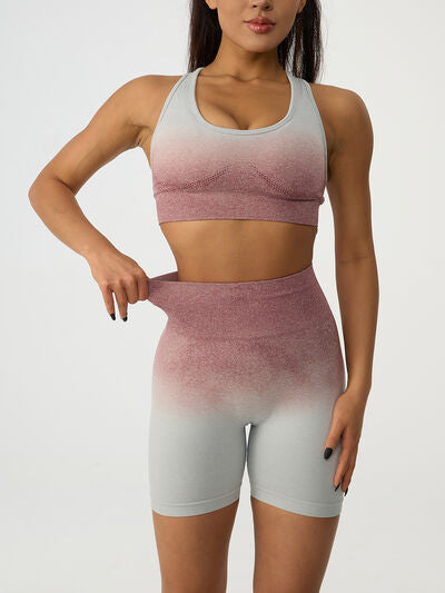 Gradient "Sunrise" Tank & High Waist Shorts Active Set