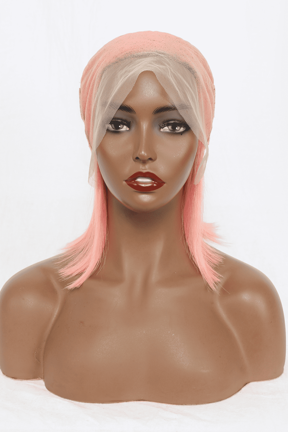 12" Rose Pink Lace Front Human Hair Wig