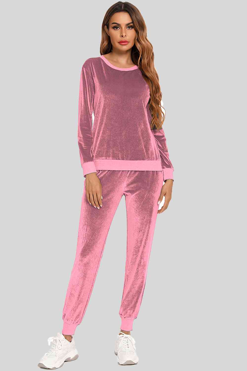 Velour Style Long Sleeve Loungewear Set (3 Variants)