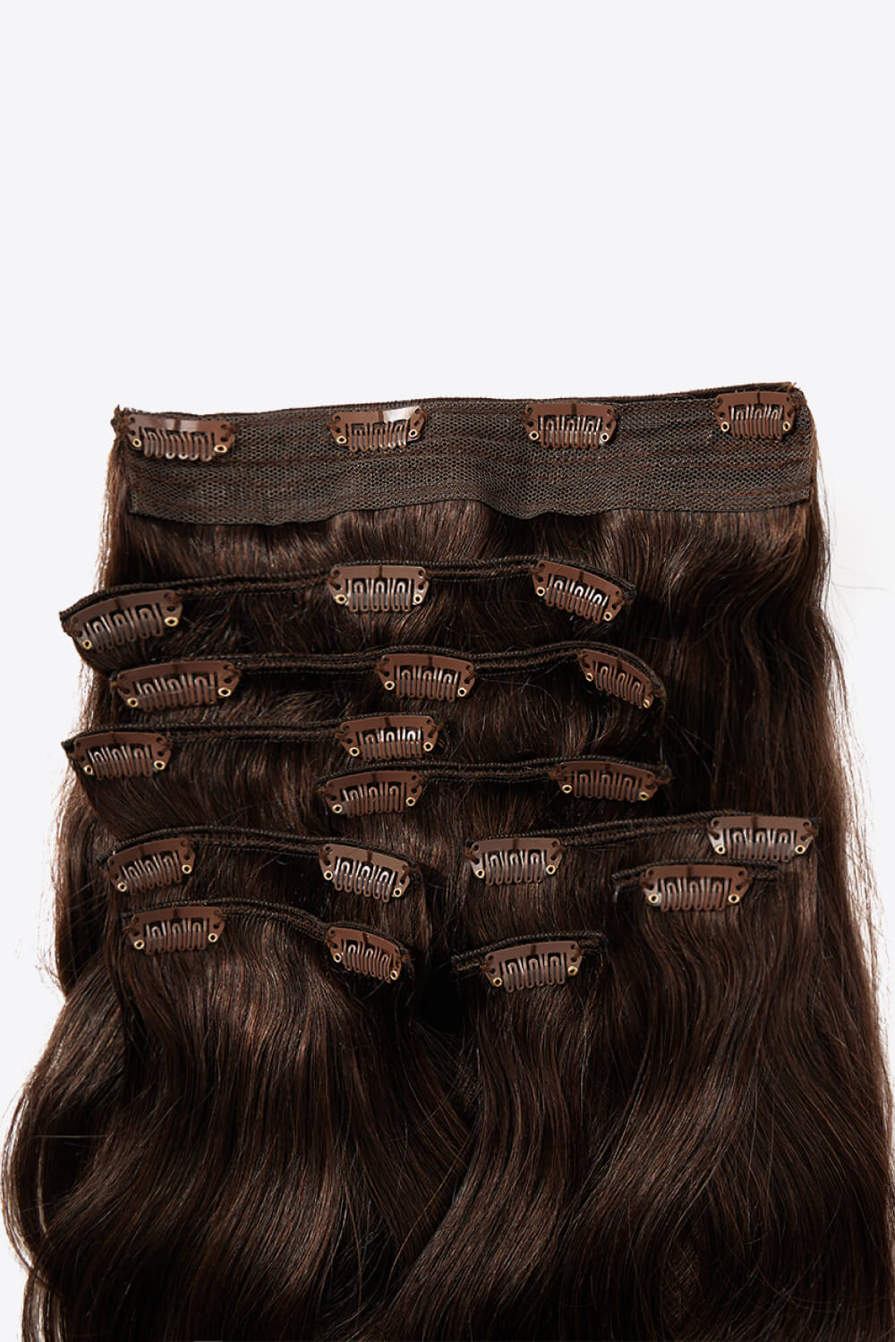 18" Brown Straight Human Hair Clip-in Extensions