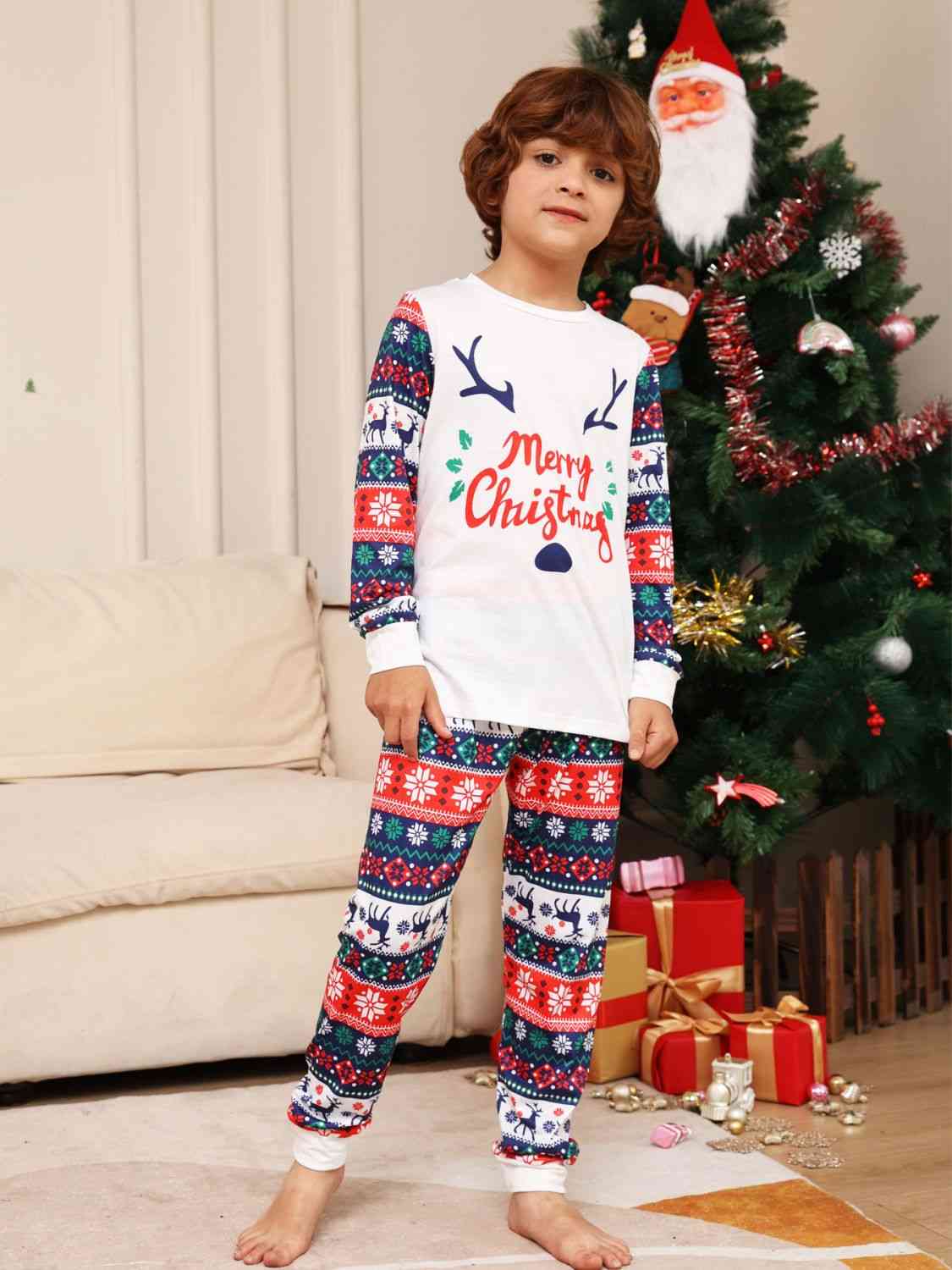 Matching Kid's Multicolored 2T-14 "Merry Christmas" Pajama Set