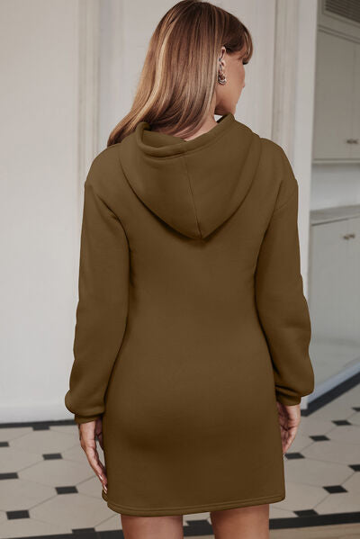 Drawstring Long Sleeve Hooded Dress (3 Variants)