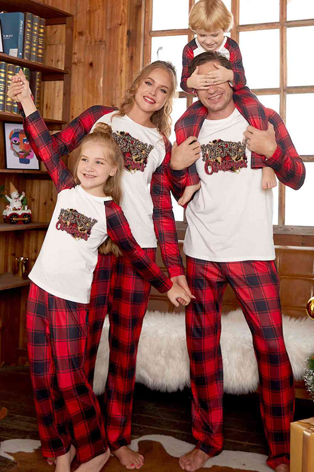 Matching Men's "MERRY Christmas" Cheetah Print Pajama Set