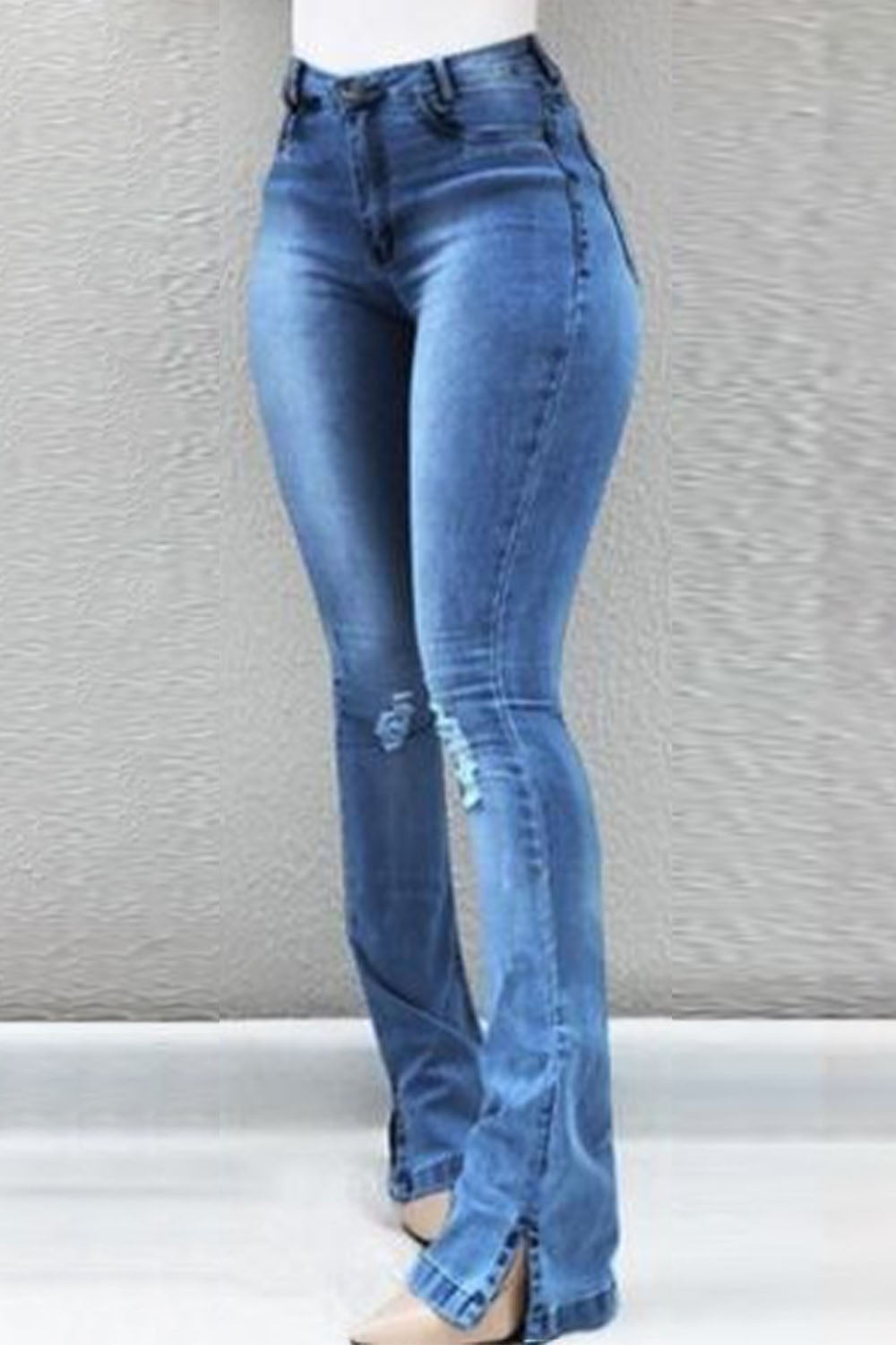 Button Fly Slit Jeans