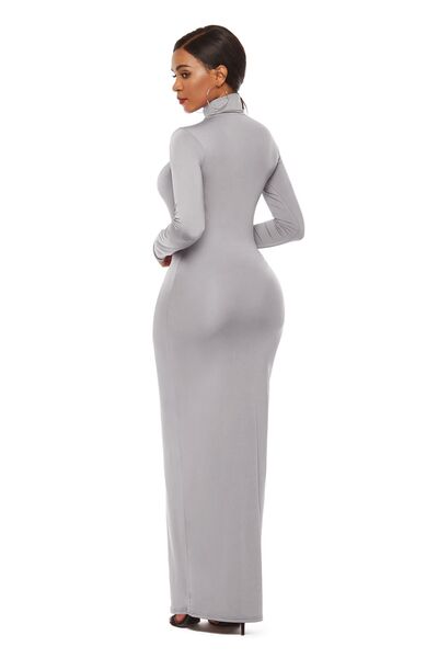 Long Sleeve Turtle Neck Body Con Maxi Dress (8 Variants)