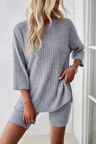 Cozy Ribbed Top & Shorts Set (4 Variants)