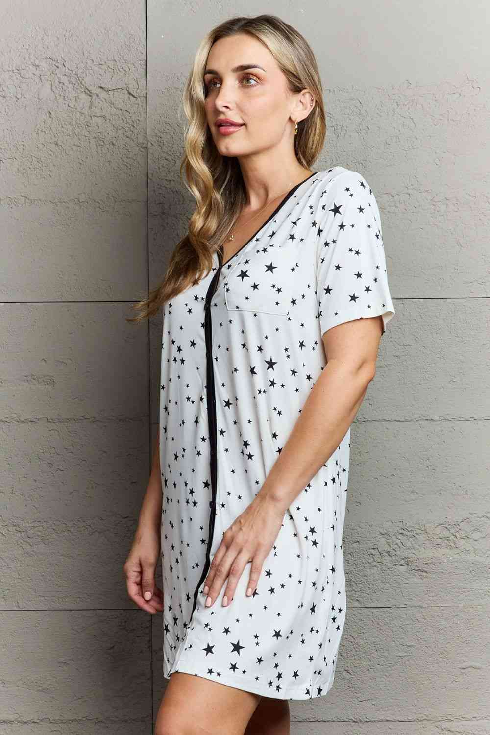 MOON NITE Quilted Quivers Button Down Night Gown