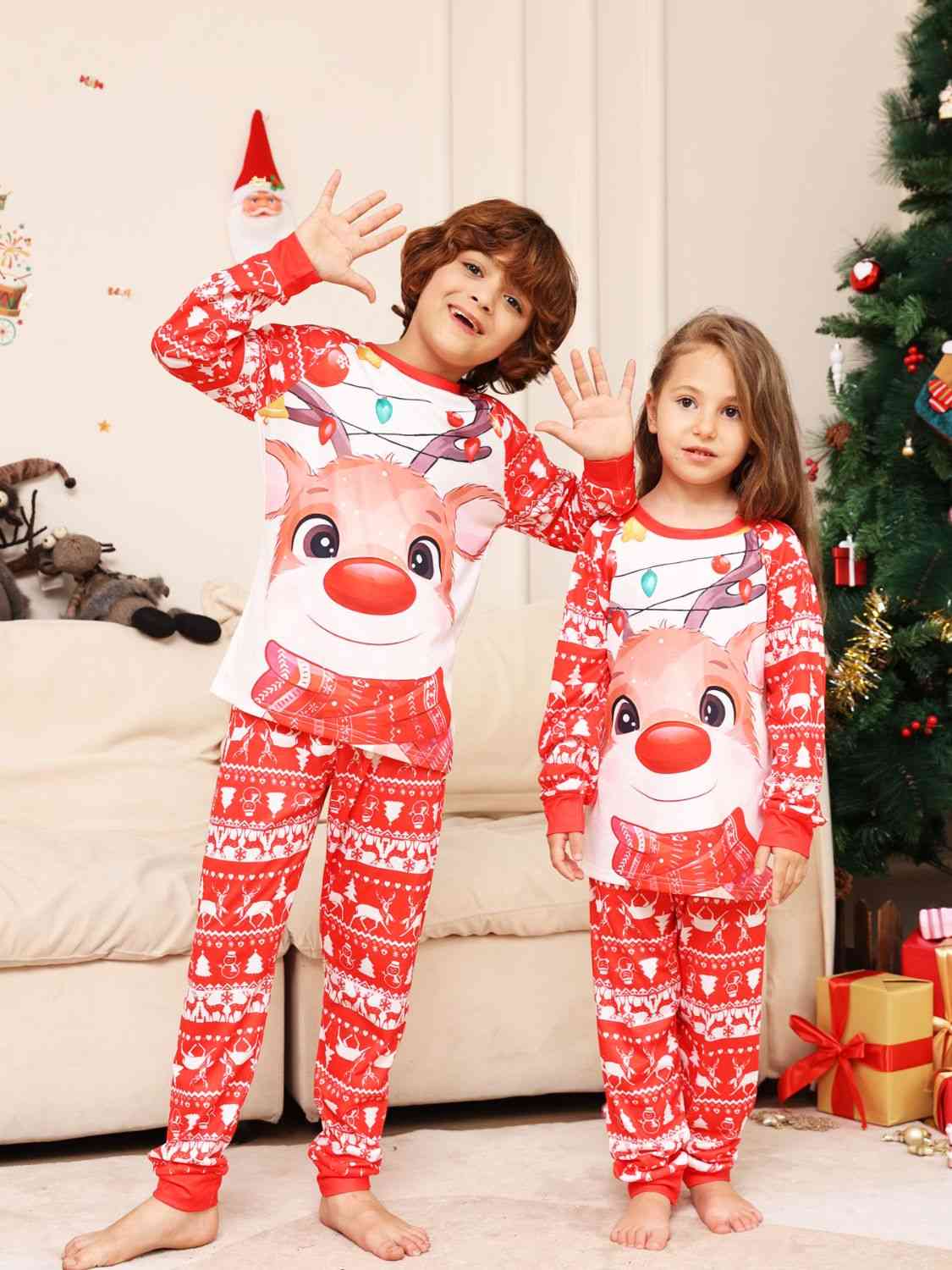 Matching Kids 2T-14 Rudolph Pajama Set